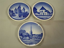 Vintage 3PC Lot Royal Copenhagen China Denmark Blue Church KIRKE Mini Pl... - £13.09 GBP