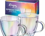 Espresso Cups, Iridescent Glass Double Wall Insulated Coffee Cups, Keeps... - £15.17 GBP