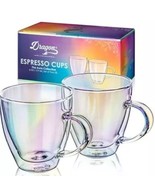 Espresso Cups, Iridescent Glass Double Wall Insulated Coffee Cups, Keeps... - £14.90 GBP
