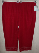 Nwt Womens Erin London Silk Tropical Bamboo Red Capris / Cropped Pants Size 3X - £19.79 GBP