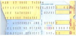 Vintage Joe Satriani Ticket Stub Marzo 17 1990 Milwaukee Wisconsin - £35.46 GBP