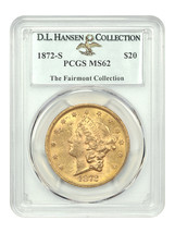 1872-S $20 PCGS MS62 ex: D.L. Hansen - £15,602.65 GBP