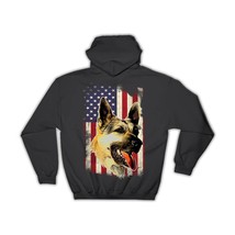 German Shepherd USA Flag : Gift Hoodie Dog Pet K-9 United Police America - £28.13 GBP