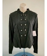 Free People Grey Military Jacket/Coat Faux Leather Size: M - $425.91 MXN