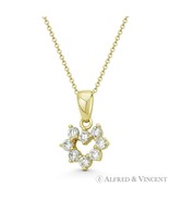 Heart Love Charm Round Brilliant Cut CZ Crystal 14k Yellow Gold 13mmx9mm... - $85.38+