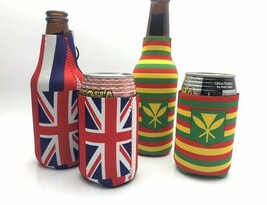 Beer and Soda Koozies foam cooler with Hawaii Flag and Kanaka Flag for C... - $4.97+