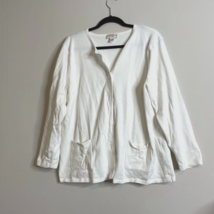 Talbots Woman Size 2X White Cotton Cardigan Sweater Long Sleeve With Pockets - £14.62 GBP