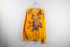 Vintage 90s Country Primitive Womens XL Owl Fall Leaves Crewneck Sweatshirt USA - £36.96 GBP