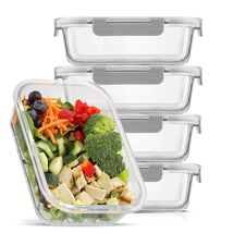 JoyJolt Glass Food Storage Containers with Lids 5-Pack 35oz Reusable Air... - $54.71