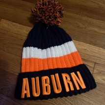 Auburn Tigers Beanie Pom Cuff Winter Hat Blue Orange Football NCAA - £9.81 GBP