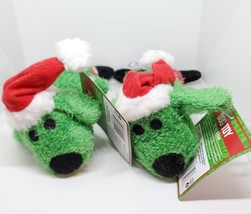 2 Multipet Holiday Dog Toys Santa 6&quot; Green Christmas Squeaker New - £7.84 GBP