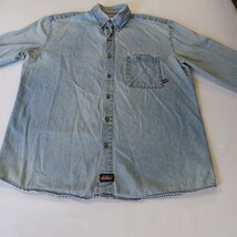 Genuine Dickies GL300SNB Men's Blue Distressed Denim Button-Down Shirt Size L image 15