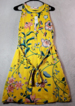 LOFT Dress Women Size Small Yellow Floral Polyester Round Neck Button Dr... - $30.10