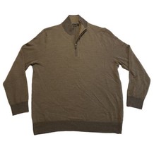 Brooks Brothers Extra Fine Merino Wool 1/4 Zip Pullover Sweater Brown Me... - $28.06