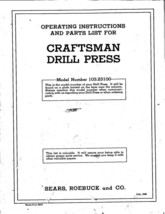 1946 Craftsman 103.23100 Drill Press Operating Instructions and Parts List - £16.16 GBP