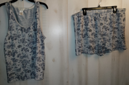 New Womens Lucky Brand Gray Heather W/ Floral Super Soft Knit Pajama Set Size Xl - £21.96 GBP