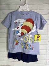 Dr. Seuss Oh the Places You&#39;ll Go T-Shirt Top Shorts Outfit Set Kids Boys 3T NEW - £19.75 GBP