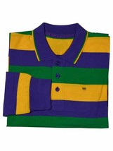 Child Large Classic Mardi Gras Stripe PGG Long Sleeve Polo Shirt - £22.93 GBP