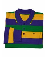 Child Large Classic Mardi Gras Stripe PGG Long Sleeve Polo Shirt - £20.69 GBP