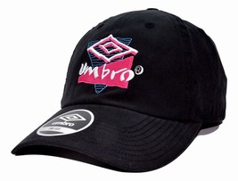 Umbro Soccer Lightweight Relaxed Fit Black Adjustable Cap Hat with Retro Logo - £12.69 GBP