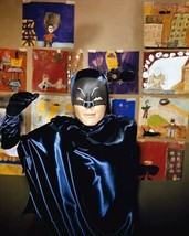 Adam West in his Batman outfit visits school poses against wall 8x10 inch photo - £8.67 GBP