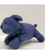 Vintage 1994 Eddie Bauer Blue Dog 6&quot; Plush Blue Green Ribbon Bow - $400.02 MXN
