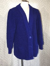 Vintage Segue Royal Blue Heavy Cardigan Sweater Button-Up &amp; Pockets Size... - £15.58 GBP
