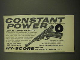1964 Hy-Score .22 Cal. Target Air Pistol Ad - Constant Power - $18.49