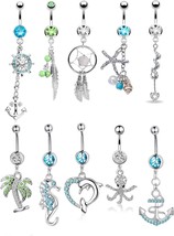 10 Pcs Dangle Belly Button Rings - £22.87 GBP