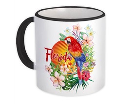 Florida Macaw : Gift Mug Tropical Floral Bird Parrot Ecology Nature Aviary - £12.70 GBP
