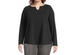 Terra &amp; Sky Women&#39;s Plus Size Acid Wash Raglan Top Black Soot 2X (20W-22W) - $18.80