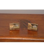 Pre-Owned Men’s Vintage Gold Color Rectangle Stone Cuff Links - $9.39 CAD