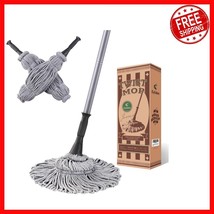 Wet Mop with Self-Wringing Mechanism &amp; 2 Microfiber Heads - Gray - $42.56