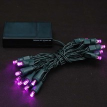 Battery Operated 20 LED Lights Pink on Green Wire - £11.19 GBP