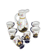 Joseph Sedgh TW 24K Gold Plate White Blue Porcelain Pitcher Tea Cup Set ... - $121.19 CAD