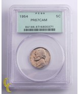 Moneda Jefferson De 1954 5¢ Grado Por PCGS PR 67 CAMEO Soporte Vintage! - $180.81 CAD