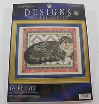 Ivory Cats Gemma on a Dhurrie 5603 Designs for the Needle Counted Cross ... - £14.19 GBP