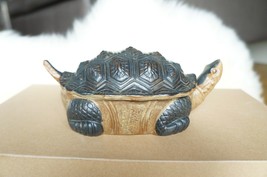Vtg Turtle Figurine Ceramic Trinket Jewellery Box Tray Asian antique Garden - £25.02 GBP