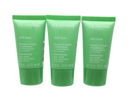 LOT OF 3 Clarins SOS Pure Rebalancing Clay Mask .5oz each Sealed - €10,16 EUR