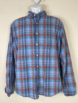 J Crew Heathered Cotton Men Size L Plaid Button Up Shirt Long Sleeve Pocket - £6.16 GBP