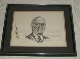 1980 Delbart Jackson Harry S. Truman Buck Stops Here K Bar J S/N Litho Print Art - £180.13 GBP