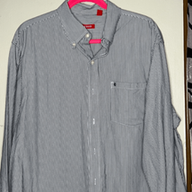Izod, blue and white stripe button-down long sleeve shirt, extra large - $13.72