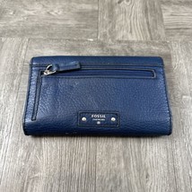 Fossil Wallet Womens Navy  Blue Front Zipper Change Purse - $12.08