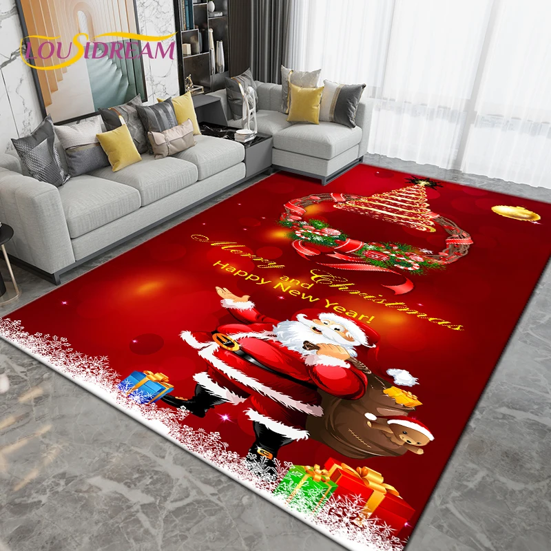 Sporting Christmas Decor Area Rug,Santa Claus Carpet Christmas Tree Rug for Livi - £26.37 GBP