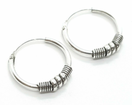 Bali Triple Coil Earrings Hoop 925 Sterling Silver Hinged 12mm Unisex Boxed - £13.81 GBP