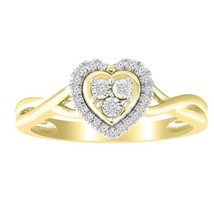 Diamond Heart Promise Engagement Ring For Her 10k Yellow Gold Twisted Band - £274.00 GBP