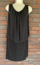 Black Beaded Dress Size 4 Sleeveless Flattering Fit Lined Evening Cocktail Party - £7.59 GBP