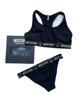Moschino Underwear Bear Bralette &amp; Panty Black / Gold ( L ) - $175.89 CAD
