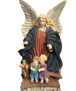 VTG Guardian 16” Angel Watching Over Children Bridge Figurine Statue Garden - $45.94