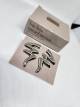Avon Silver tone free form pierced earrings in box 1989 vintage Surgical Steel - £7.58 GBP